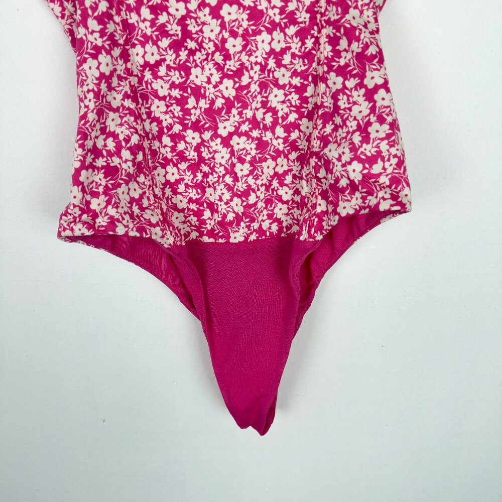 NWT Zara Floral Printed Corset Bodysuit Spaghetti Straps Pink Size Small S NEW - Picture 13 of 14